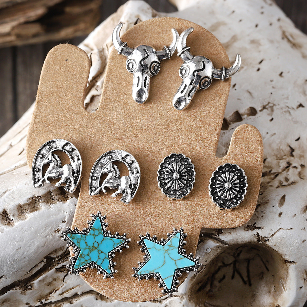 Wholesale Style Fashionable Cool Style Boots Hat Earrings Turquoise Cactus Four-piece suit Women